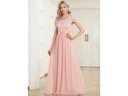 Jemně růžové šaty s krajkou XXS