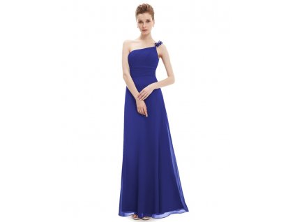 Dlouhé šaty na jedno ramínko mořská modrá 9596 (Velikost 3XL / 48 / 16 / 20)
