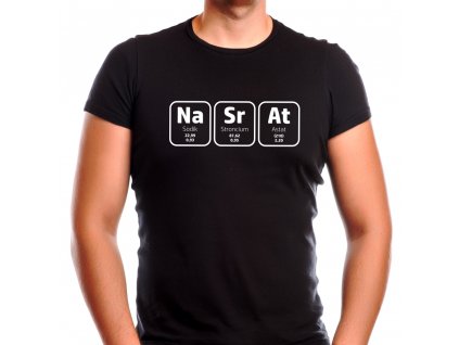 Pánské černé vtipné tričko chemik s potiskem NaSrAt tabulka prvků