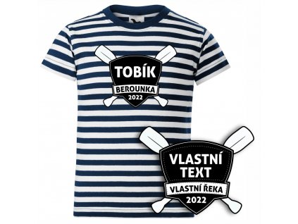Vodácké dětské pruhované tričko na vodu sailor erb možnost vlastního textu