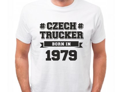 Pánské tričko s potiskem pro kamioňáky a řidiče kamionu CZECH TRUCKER ročník bílé