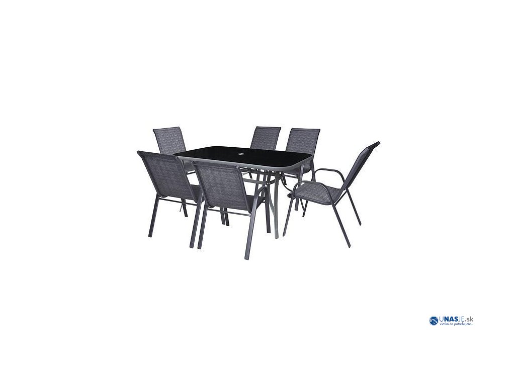 Set terasový ANTOINE, 1x stôl, 6x stolička, Moonstone