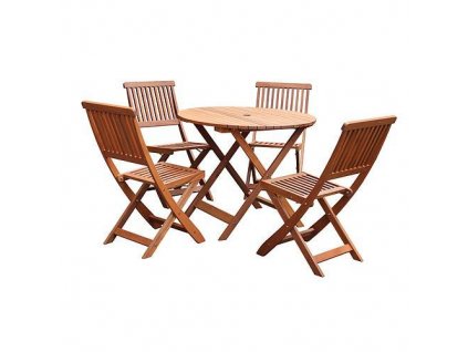 Set LEQ GULDBORG, terasový, drevený, 1x stôl + 4x stolička