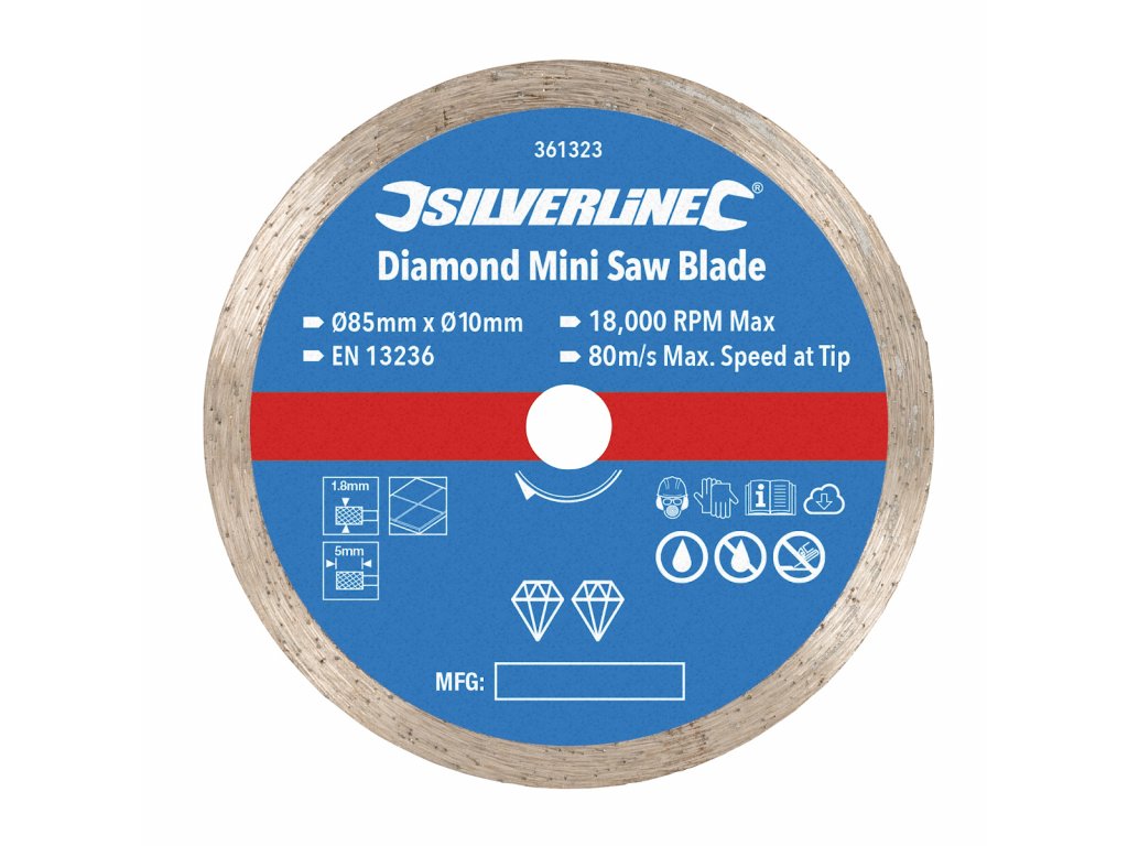 Gyémánt vágókorong 85 × 10 mm Silverline