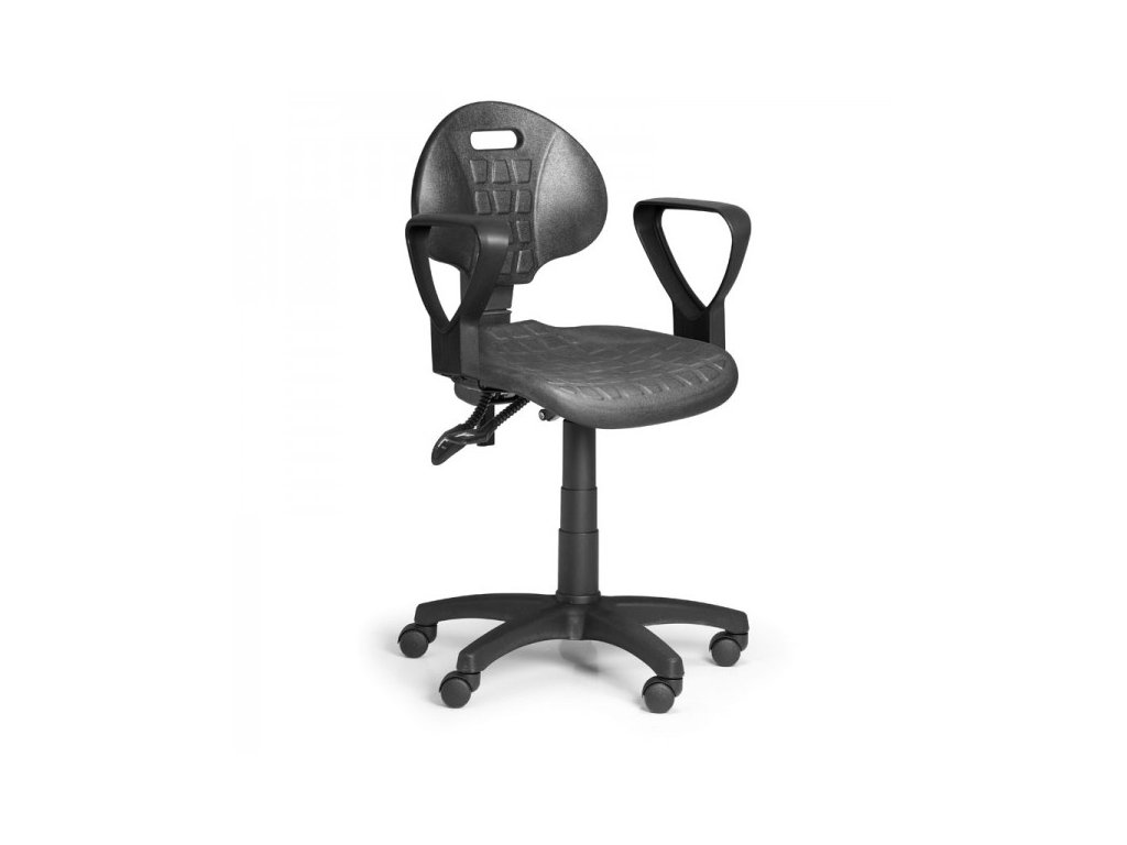 Pracovní židle PUR - asynchronní mechanika, univerzální kolečka