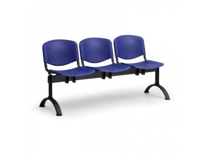 Plastová lavice ISO II, 3-sedák - černé nohy
