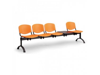 Plastová lavice ISO II, 4-sedák + stolek - černé nohy