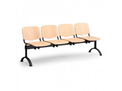 Dřevěná lavice ISO II, 4-sedák - černé nohy / Buk