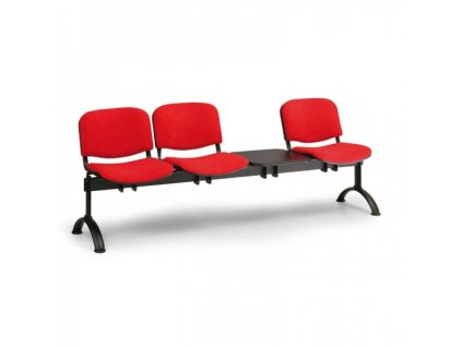 Čalouněná lavice VIVA, 3-sedák + stolek - černé nohy / Červená