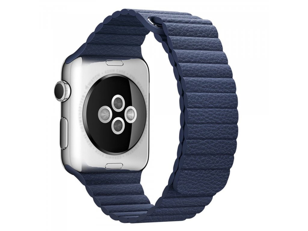 Apple Watch 42mm 44MM řemínek kožený provlékací modrý