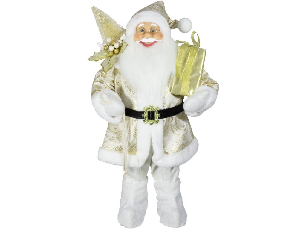 Vánoční dekorace Santa ve zlatém kabátku 60 cm