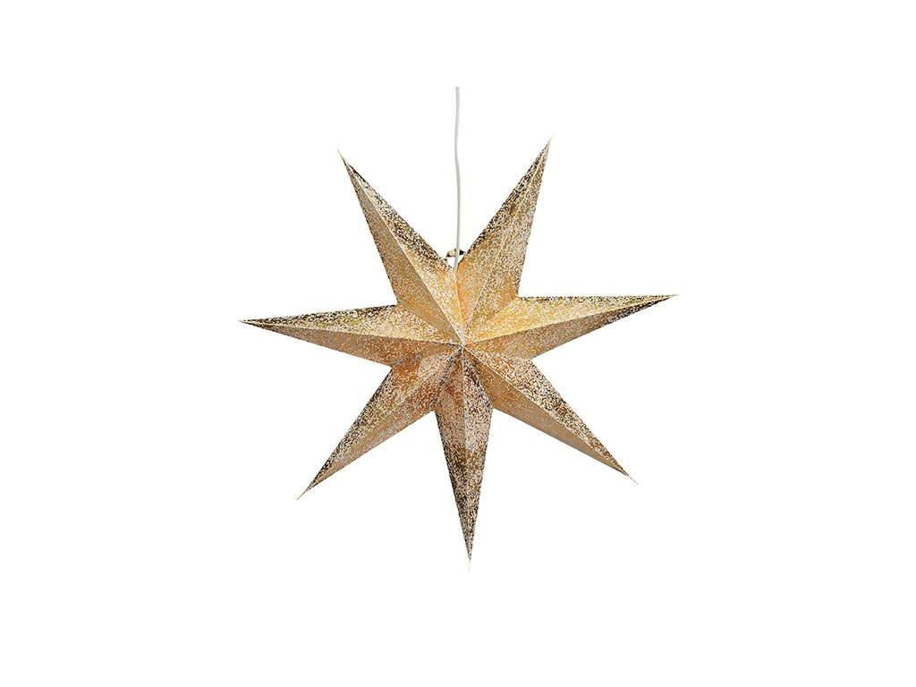 Zlatá Vánoční Hvězda svítící dekorace 7-bodová 60 cm