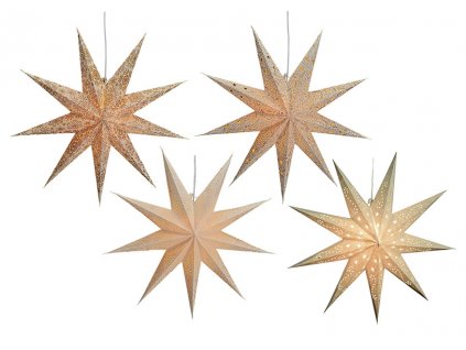 Béžová Vánoční Hvězda svítící dekorace 9-bodová 60 cm