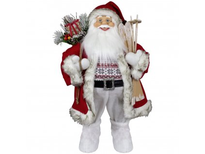 Vánoční dekorace Santa s lyžemi 80 cm