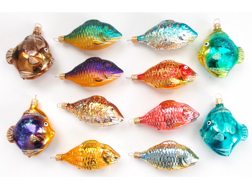 Vánoční ozdoby ve tvaru Ryby mix barev
