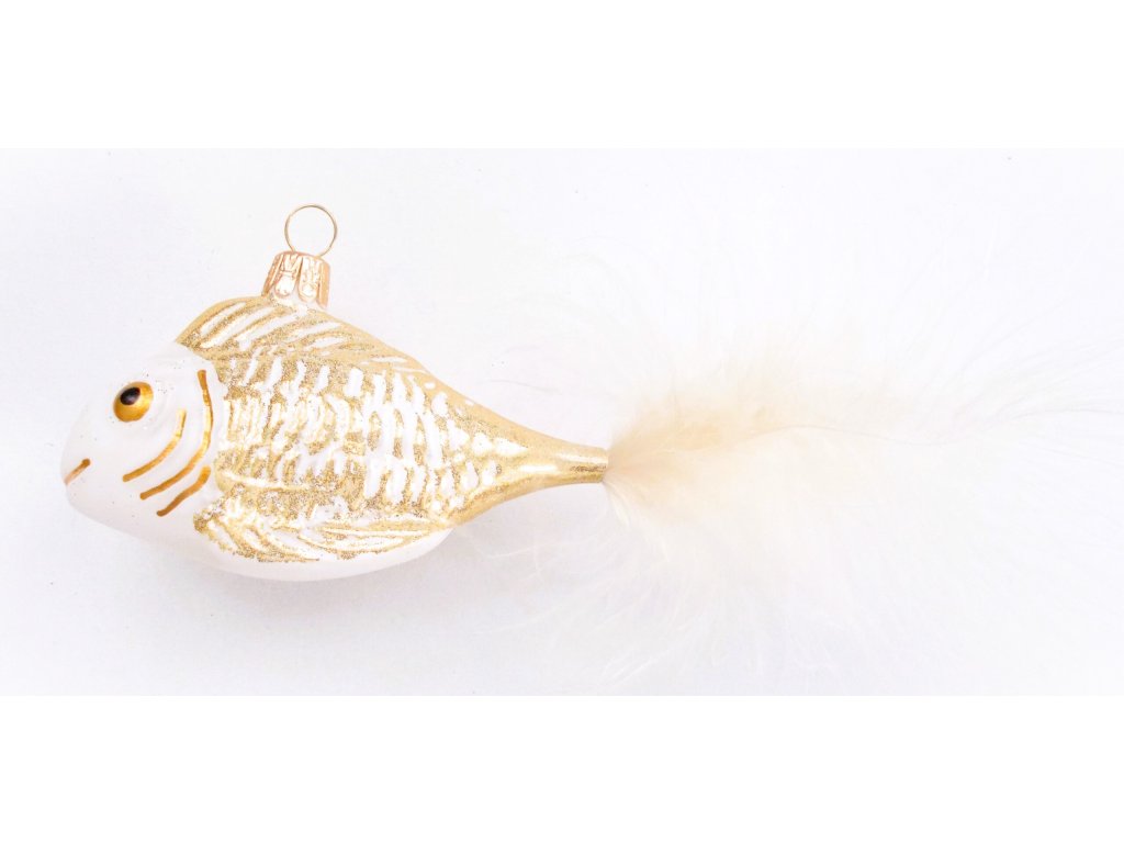 Vánoční ozdoba ryba závojnatka bílozlatá