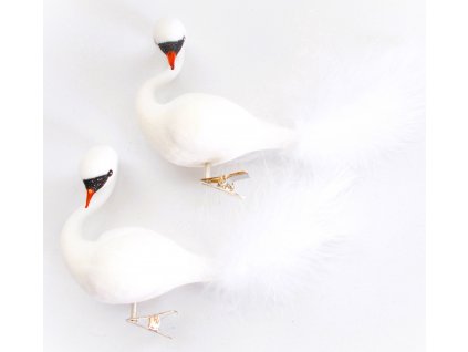 Sada vánočních ozdob Bílá labuť potahovaná