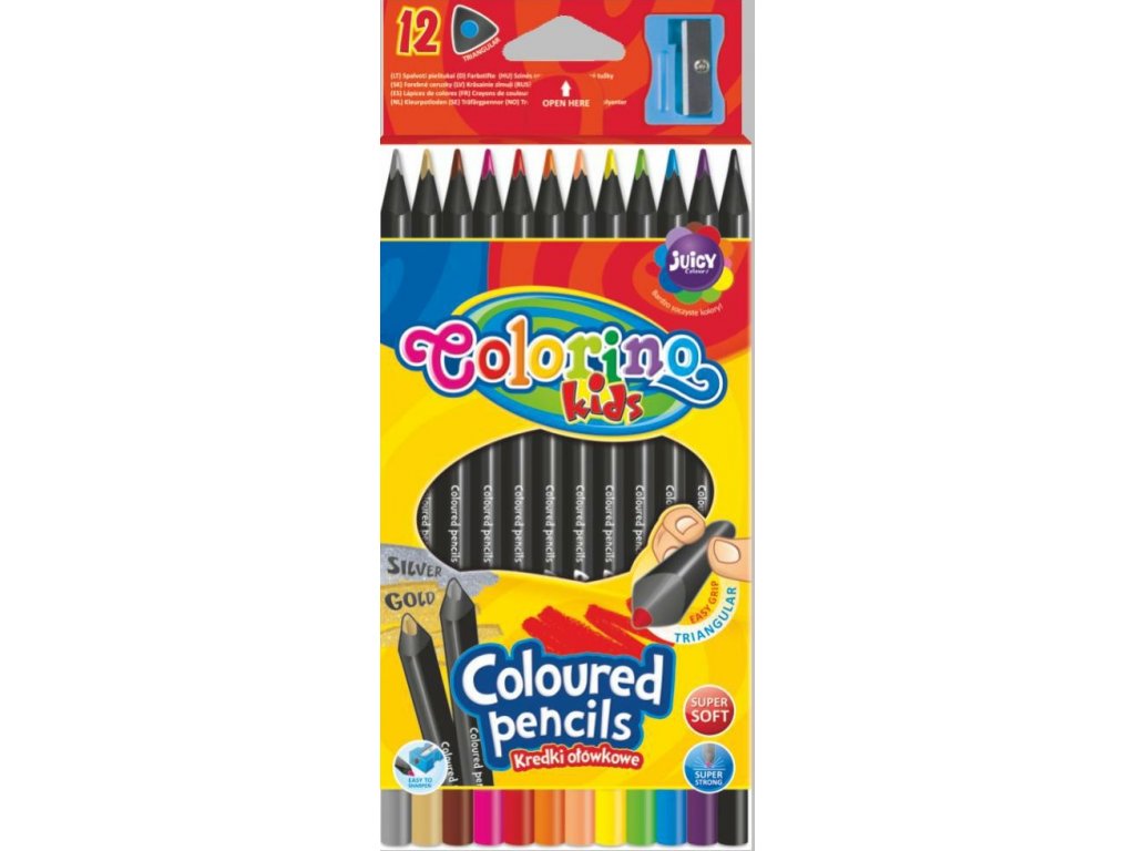 Colorino, trojhranné pastelky, 12 barev