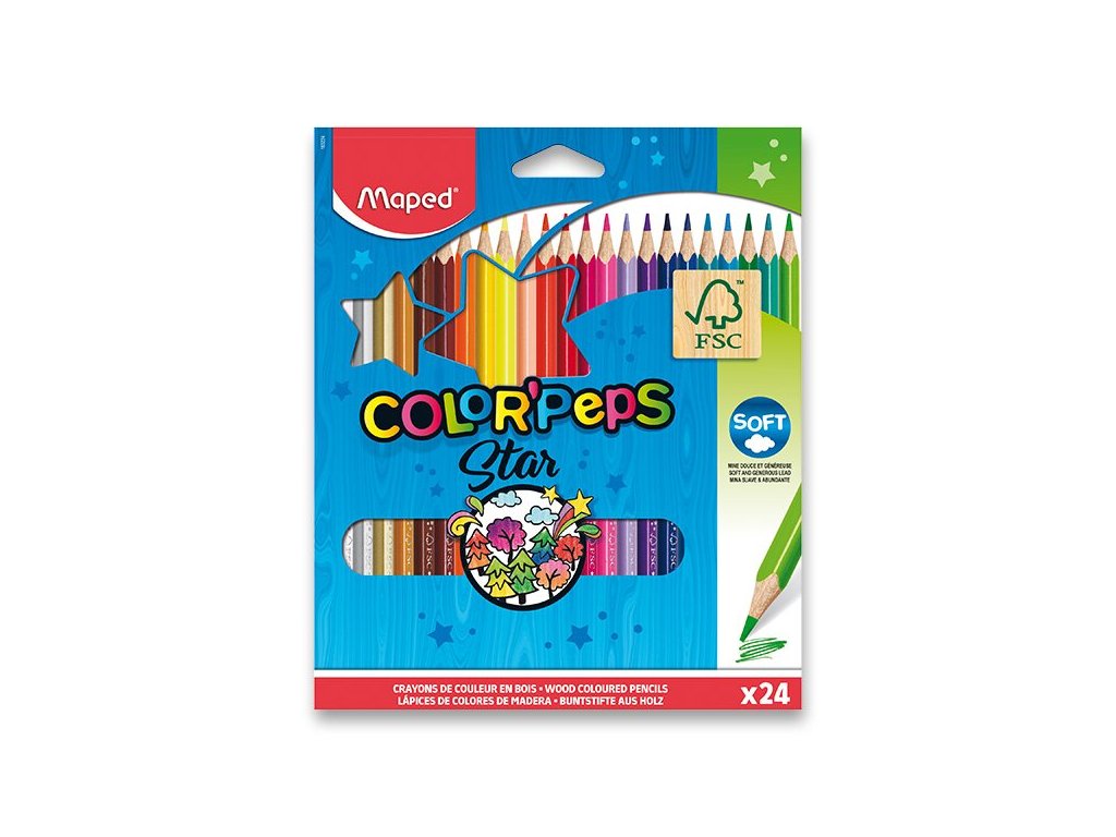 Pastelky Maped Color'Peps, trojhranné, 24 barev