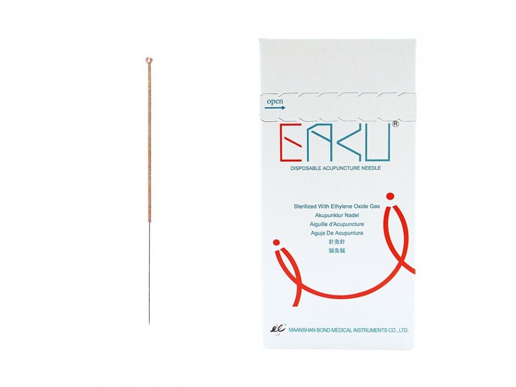 Akupunkturní jehly - EAKU - měděná rukojeť - bez trubičky - 100 ks