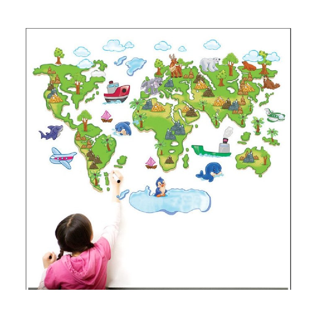 Samolepka na stenu Detská mapa Sveta pre deti