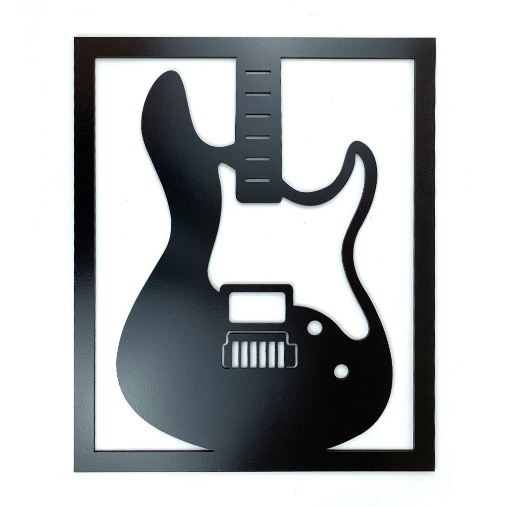 Drevená nástenná dekorácia Elektrická gitara čierna