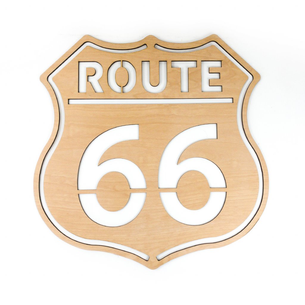 Drevená nástenná dekorácia Route 66