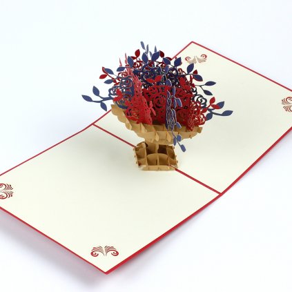 3D prianie Červené ruže v kvetináči
