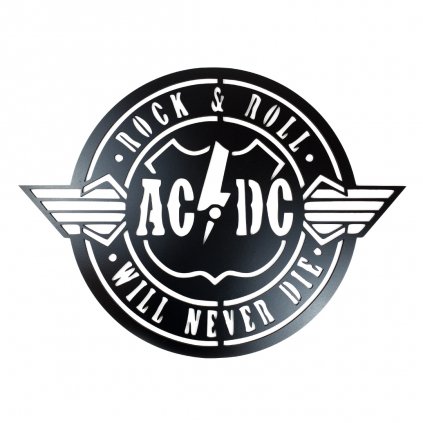 Drevená nástenná dekorácia AC/DC čierna