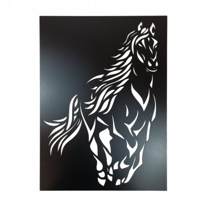 Drevená nástenná dekorácia Čierny kôň