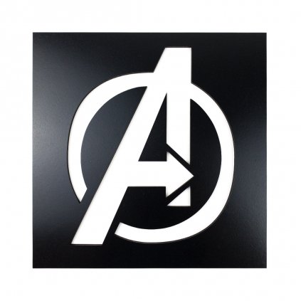 Drevená nástenná dekorácia Znak Avengers čierny