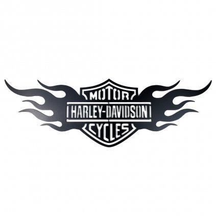 Drevená nástenná dekorácia Harley Davidson oheň čierny