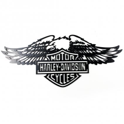 Drevená nástenná dekorácia Harley Davidson orol čierny