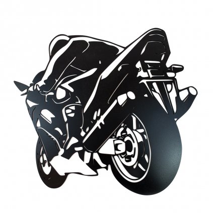 Drevená nástenná čierna dekorácia Športová motorka malá