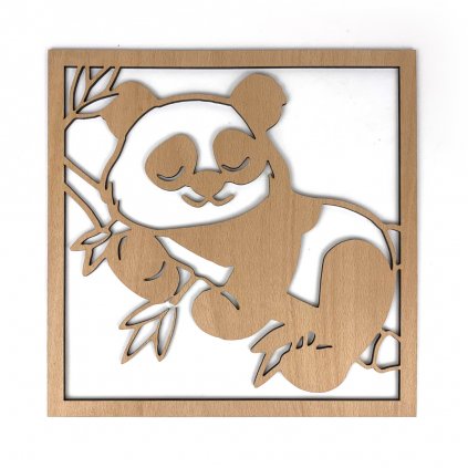Drevená nástenná dekorácia Panda na vetve