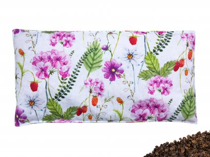 Nahřívací polštářek bederní s pohankovými slupkami  50x20 cm Flowers