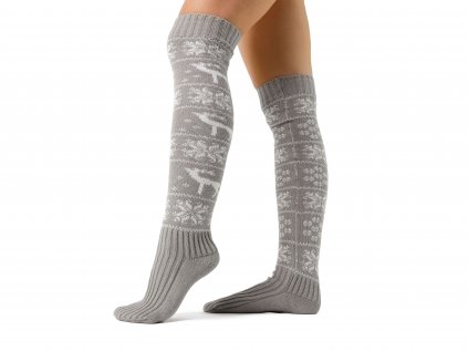 Vánoční pletené návleky na nohy Christmas VFstyle 65 cm světle šedé
