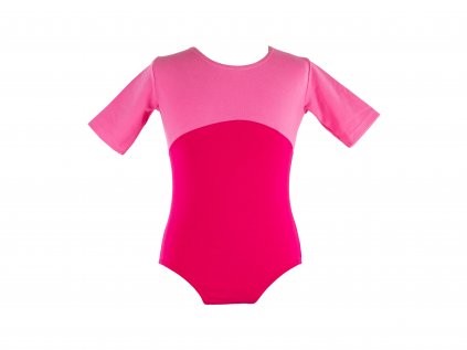Bavlněný gymnastický dres s krátkým rukávem Duo růžový