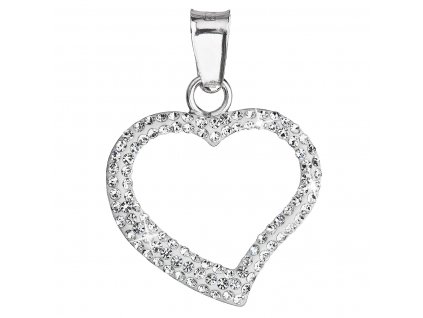 Stříbrný přívěsek s krystaly Swarovski bílé srdce 34093.1