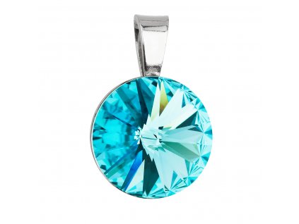 Stříbrný přívěsek s krystaly Swarovski modrý kulatý-rivoli 34112.3 light turquoise