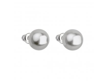 Náušnice bižuterie s perlou světle šedé kulaté 71070.3