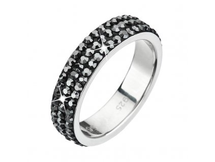 Stříbrný prsten s krystaly černý 35001.5 hematite