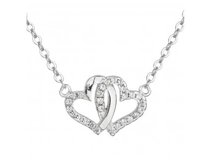 Stříbrný náhrdelník se zirkonem bílé srdce 12006.1
