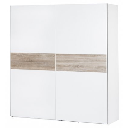 Šatní skříň s posuvnými dveřmi 183 cm bílá a dub sonoma KN134