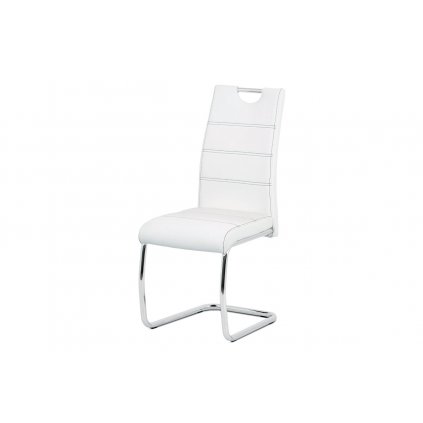 Jídelní židle čalouněná bílou ekokůží s černým prošitím s kovovou konstrukcí HC-481 WT-OBR1 new