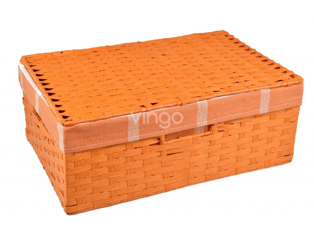 Sada 3 úložných boxů s víkem oranžových (rozměry boxu Sada  11x30x21|13x36x24|15x40x27)