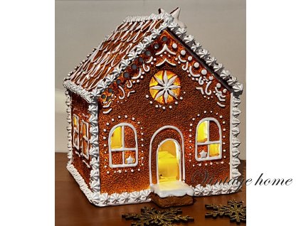 Vánoční perníková chaloupka s Led světýlky Gingerbread - 18*15*17cm/ 3*AA