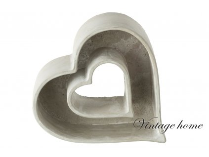 sedy antik cementovy kvetinac ve tvaru srdce heart 22226 cm