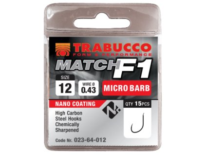 Trabucco háčky F1 Match Micro Barb 15ks (Velikost vel. 12)