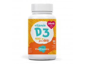 Vital Country Vitamín D3 pro děti Jahoda 400IU 90 tablet